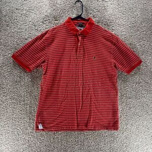 Vintage Tommy Hilfiger Polo Shirt Mens Large Red White Stripes Cotton Casual Men